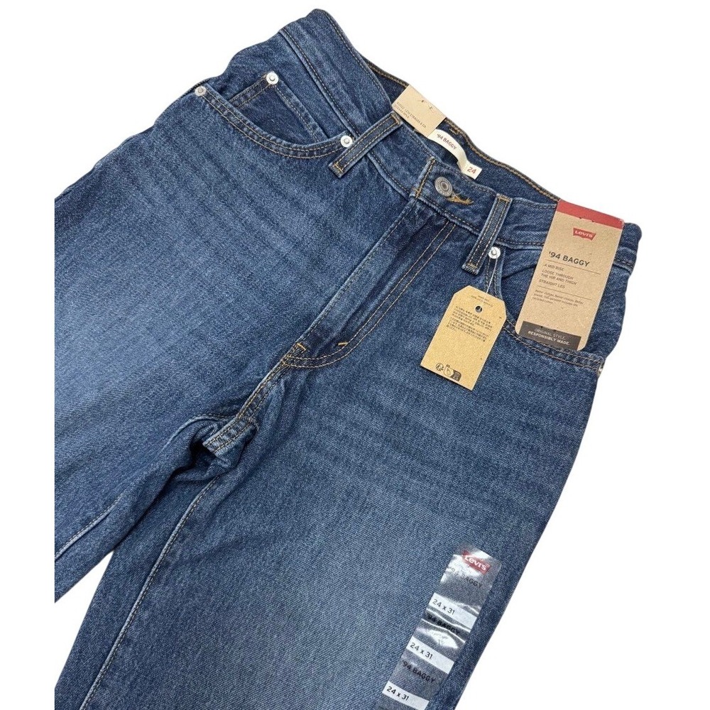 Levi's '94 Baggy Jeans Womens 24x31 size 0 Blue Mid Rise Straight Leg Denim NWT
